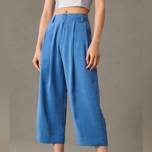 by Anthropologie Cropped Pleated Wide Leg Trousers